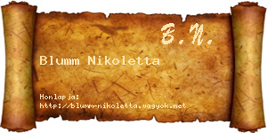Blumm Nikoletta névjegykártya
